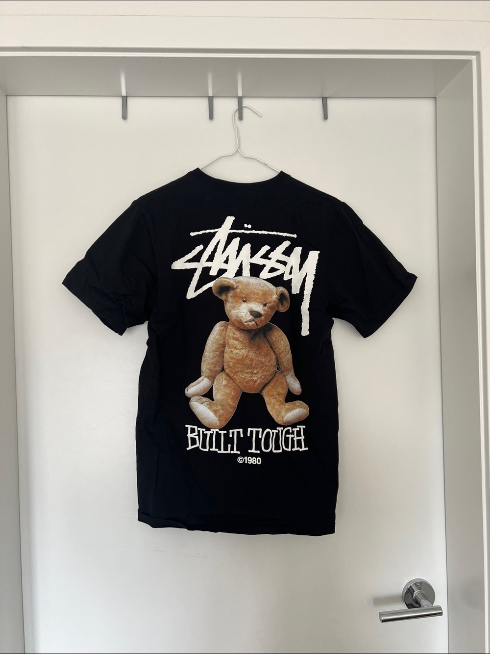 Stussy Black Short Sleeve Tee with White Chest Logo
